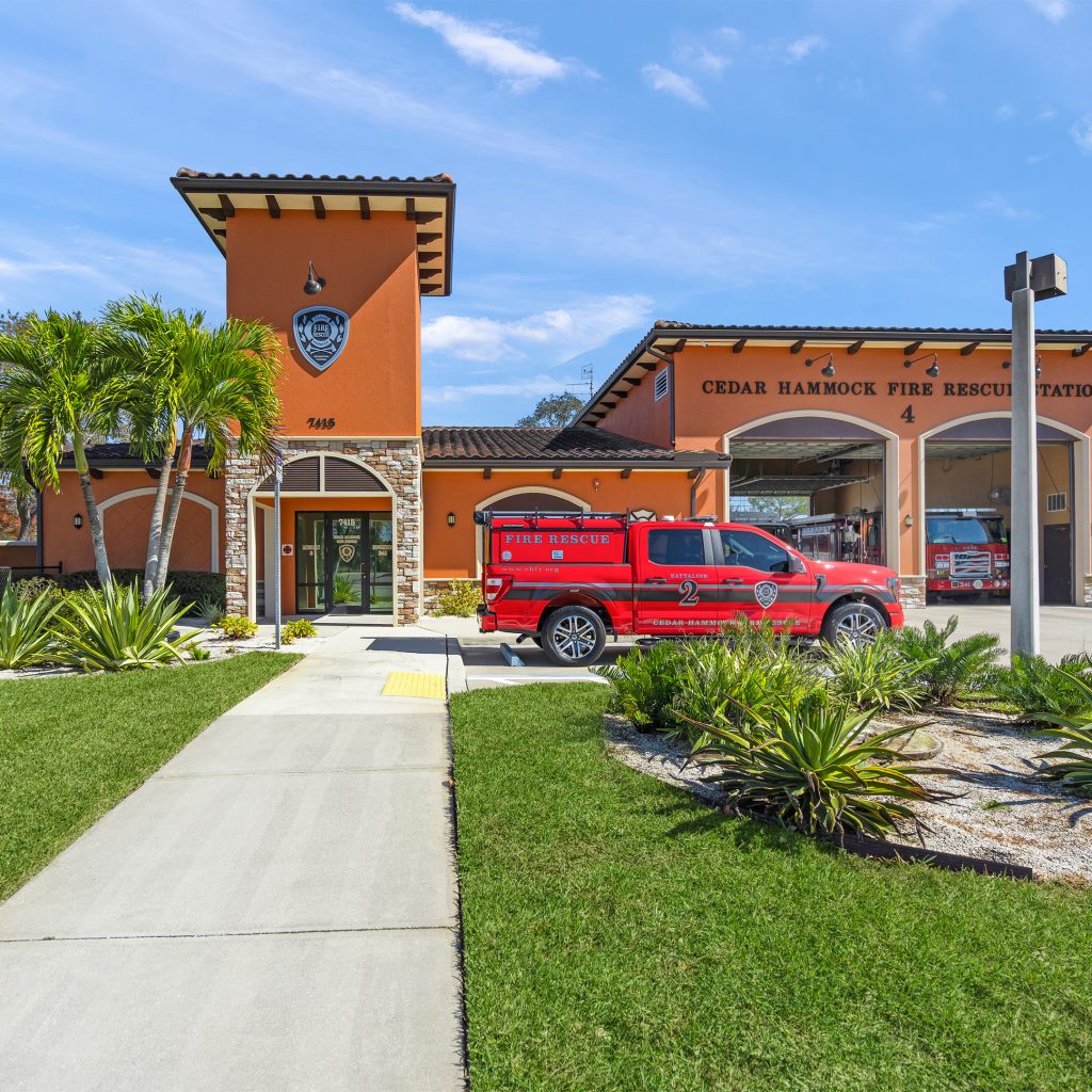 fire station interior construction with equipment bays