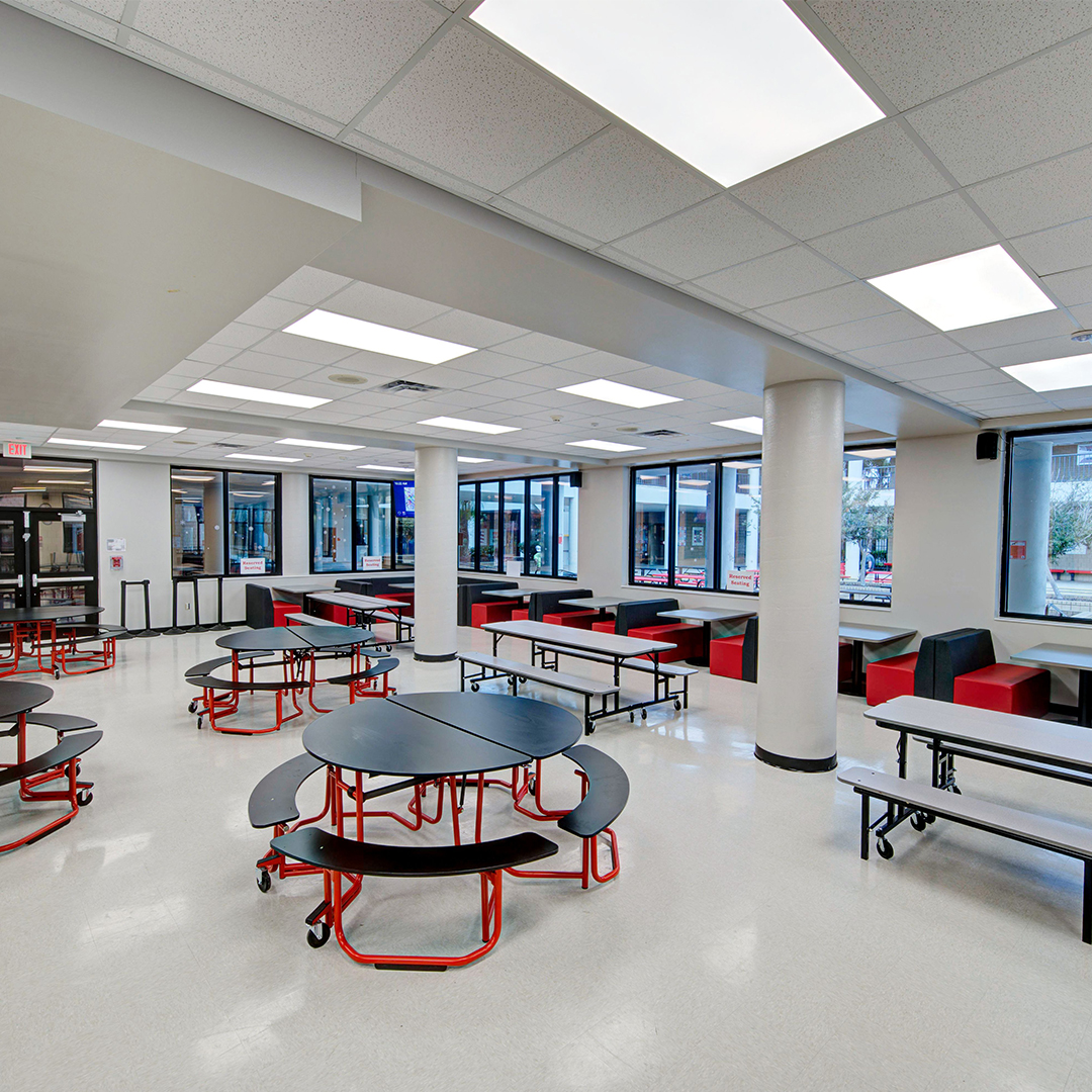 school construction progress with exterior and interior build phases