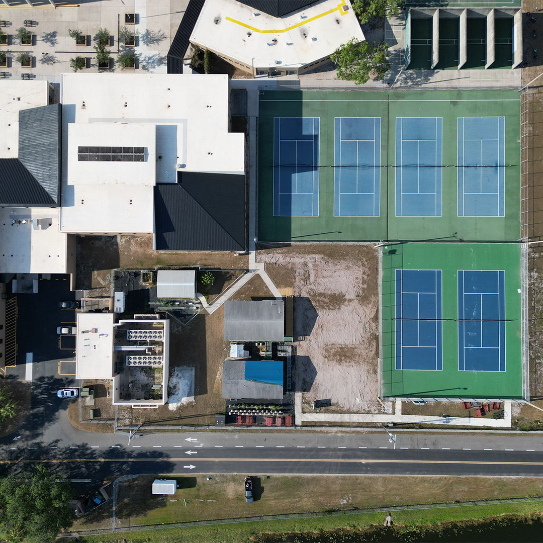 school construction progress with exterior and interior build phases
