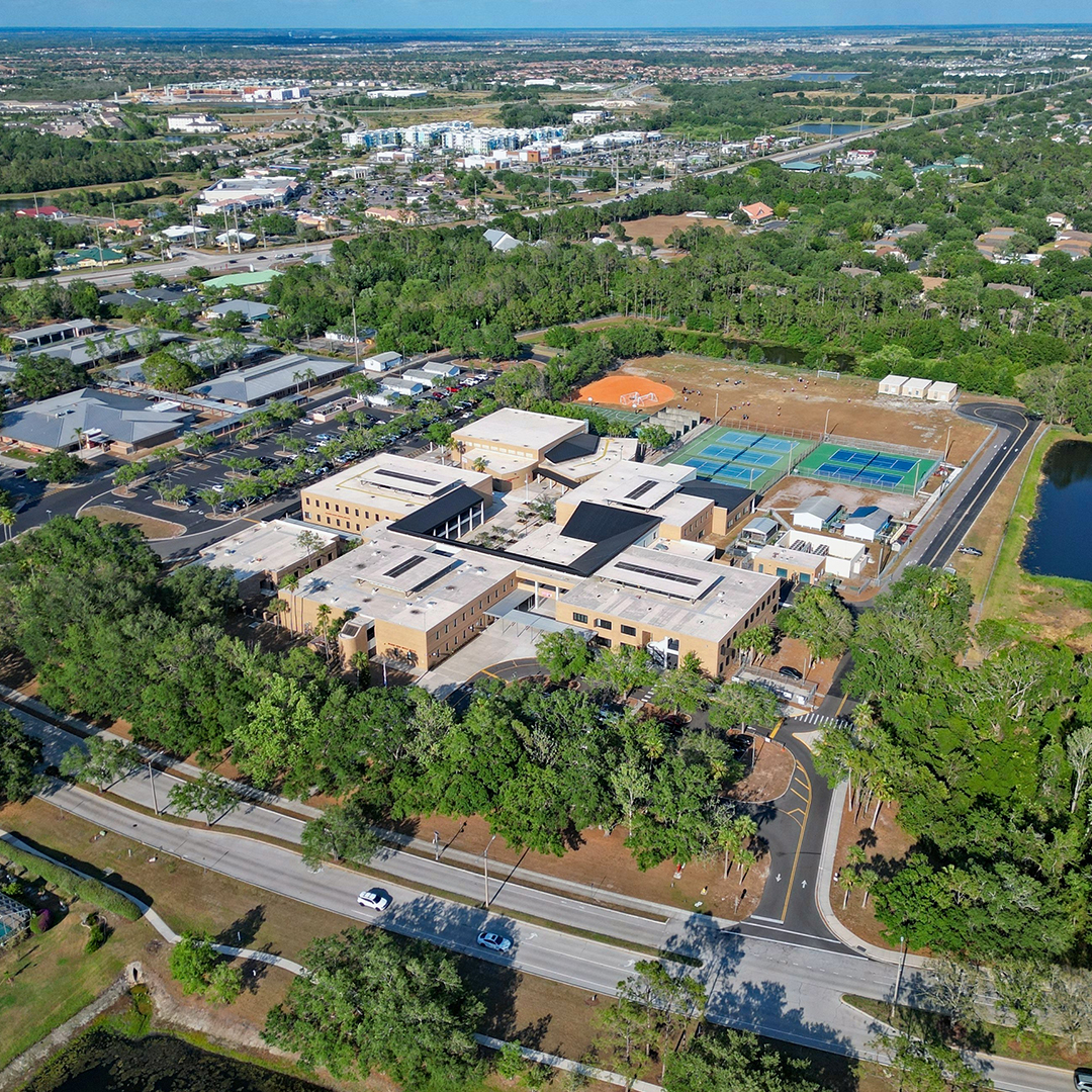 school construction progress with exterior and interior build phases