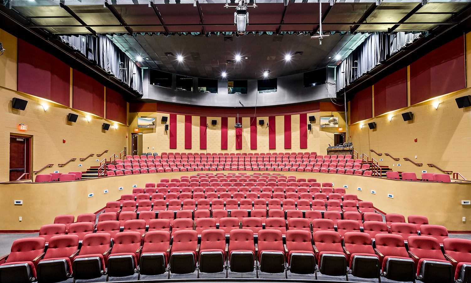 theater construction with stage and seating installation