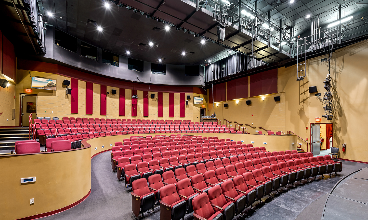 theater construction with stage and seating installation