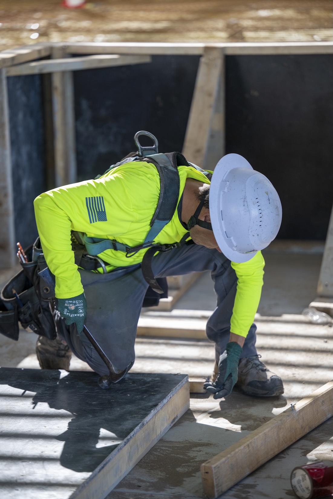 construction team working on structural steel and concrete development